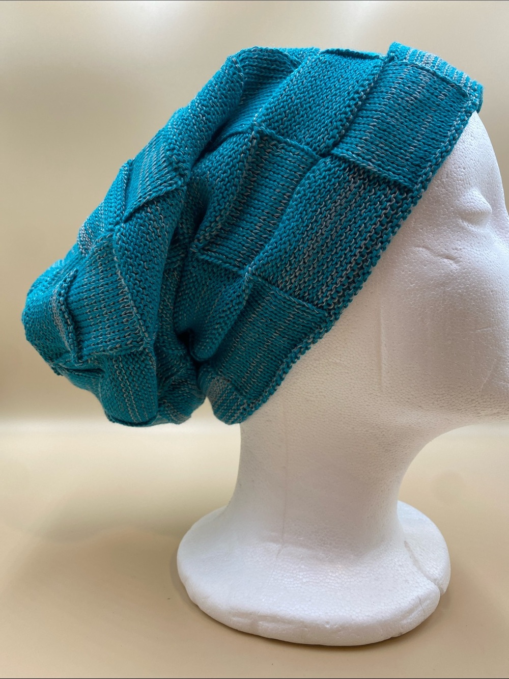 Turquoise Knit Slouch Beanie - Women Accessories